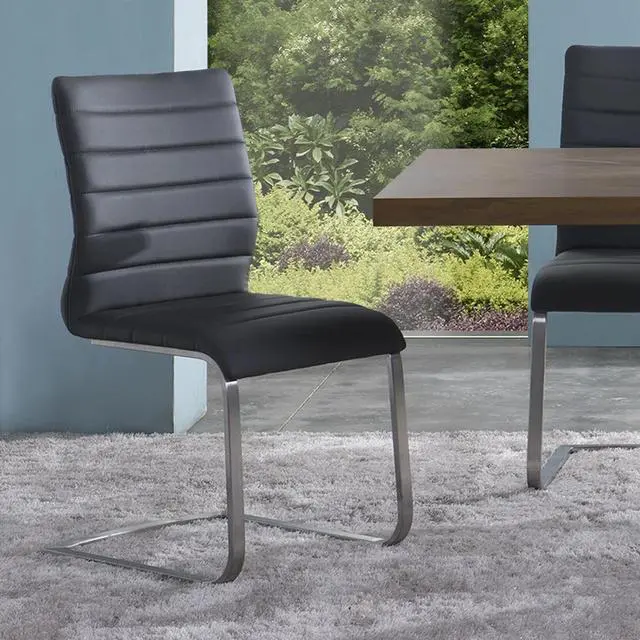 Alt view image 2 of 3 - Fusion Contemporary Side Chair In Gray and Stainless Steel - Set of 2