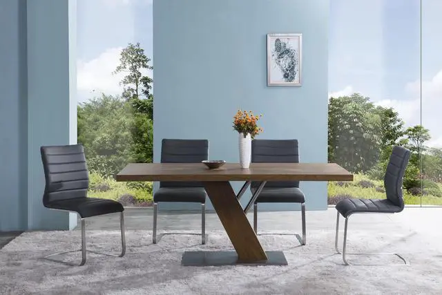 Alt view image 3 of 3 - Fusion Contemporary Side Chair In Gray and Stainless Steel - Set of 2