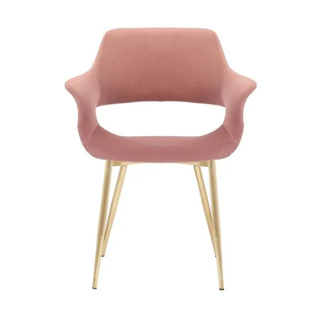 Alt view image 4 of 7 - Gigi Pink Velvet Dining Room Chair with Gold Metal Legs - Set of 2