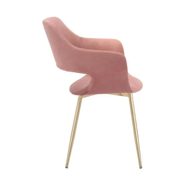 Alt view image 5 of 7 - Gigi Pink Velvet Dining Room Chair with Gold Metal Legs - Set of 2