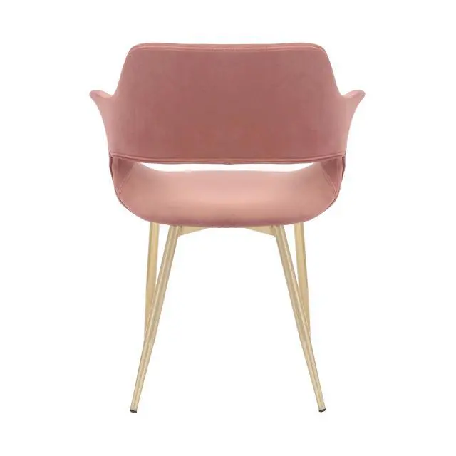 Alt view image 7 of 7 - Gigi Pink Velvet Dining Room Chair with Gold Metal Legs - Set of 2
