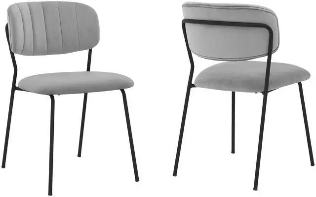 Main image of Carlo Gray Velvet and Metal Dining Room Chairs - Set of 2