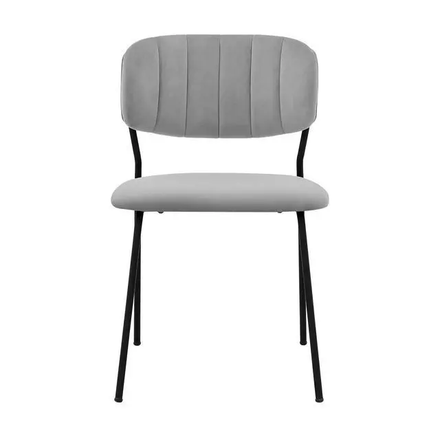 Alt view image 4 of 7 - Carlo Gray Velvet and Metal Dining Room Chairs - Set of 2