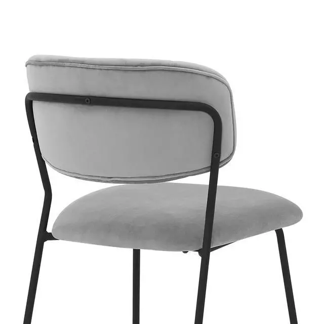Alt view image 7 of 7 - Carlo Gray Velvet and Metal Dining Room Chairs - Set of 2