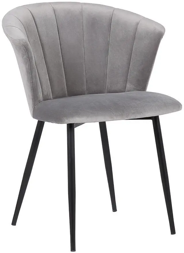Main image of Lulu Contemporary Dining Chair in Black Powder Coated Finish and Gray Velvet