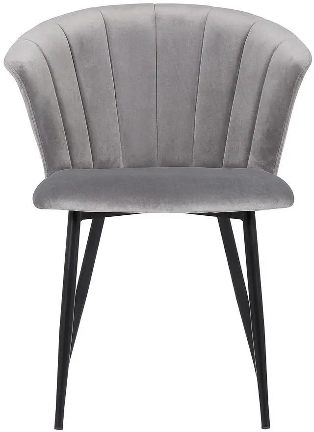 Alt view image 3 of 6 - Lulu Contemporary Dining Chair in Black Powder Coated Finish and Gray Velvet