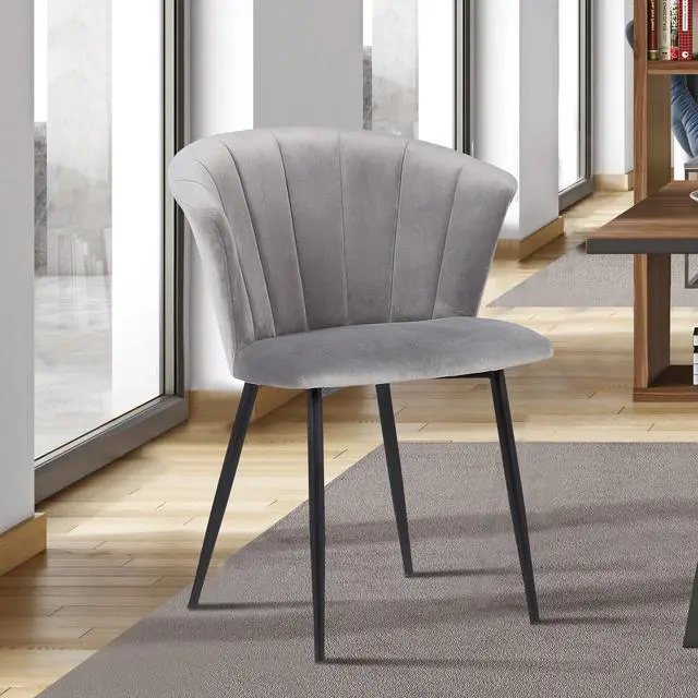 Alt view image 2 of 6 - Lulu Contemporary Dining Chair in Black Powder Coated Finish and Gray Velvet
