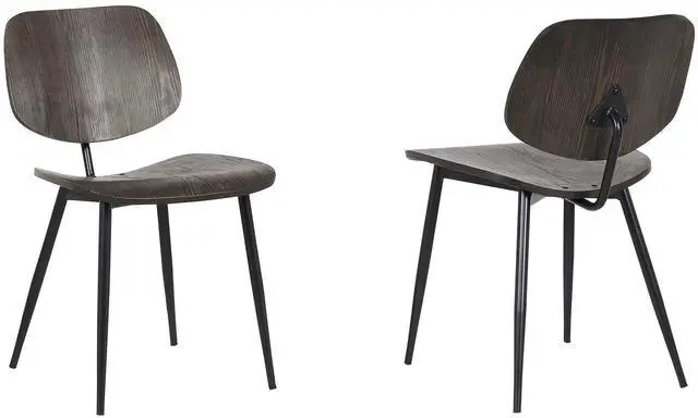 Main image of Miki Mid-Century Black and Walnut Wood Dining Accent Chairs (Set of 2)