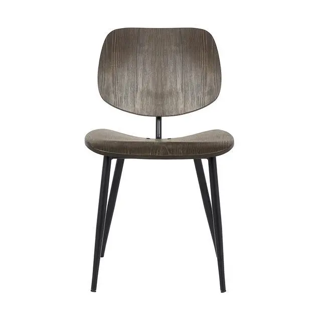 Alt view image 3 of 6 - Miki Mid-Century Black and Walnut Wood Dining Accent Chairs (Set of 2)