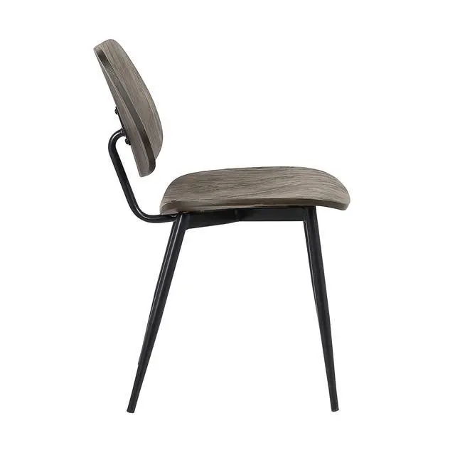 Alt view image 4 of 6 - Miki Mid-Century Black and Walnut Wood Dining Accent Chairs (Set of 2)