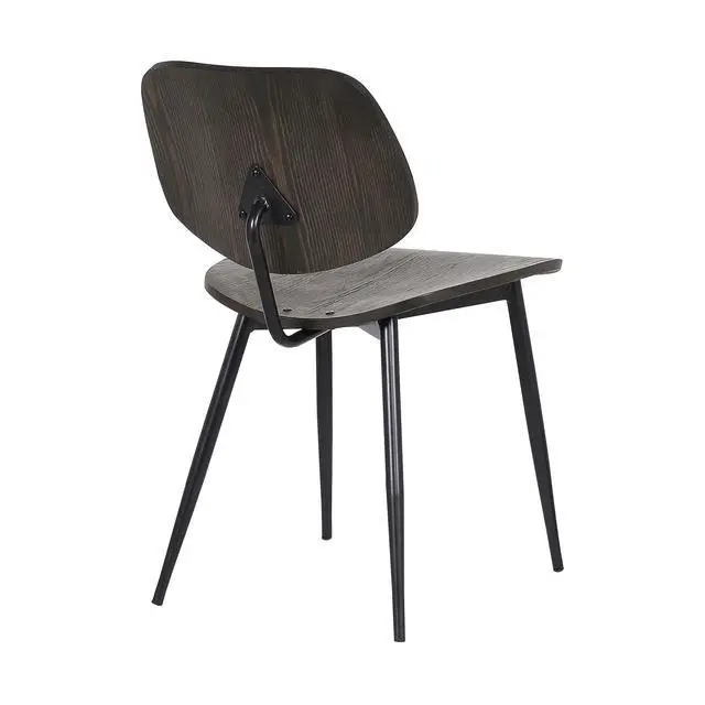 Alt view image 5 of 6 - Miki Mid-Century Black and Walnut Wood Dining Accent Chairs (Set of 2)