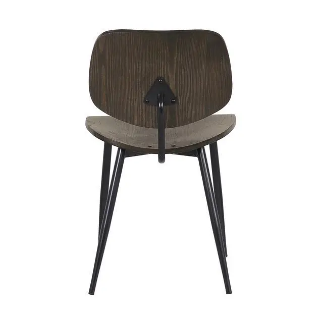 Alt view image 6 of 6 - Miki Mid-Century Black and Walnut Wood Dining Accent Chairs (Set of 2)