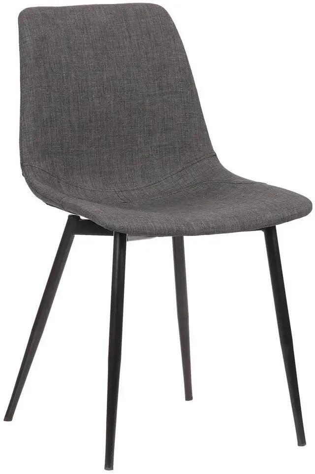 Main image of Monte Contemporary Dining Chair in Charcoal Fabric with Black Metal Legs