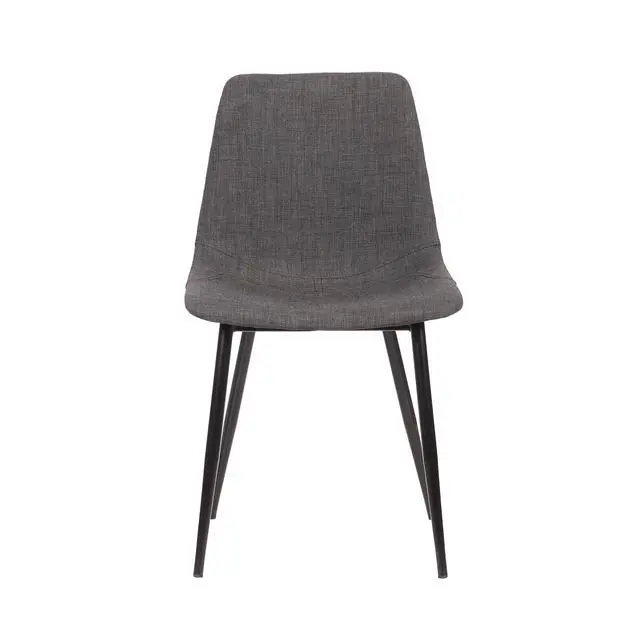 Alt view image 3 of 7 - Monte Contemporary Dining Chair in Charcoal Fabric with Black Metal Legs