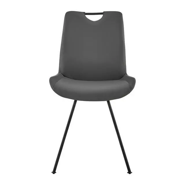 Alt view image 4 of 7 - Coronado Contemporary Dining Chair in Gray Powder Coated Finish and Gray Faux Leather - Set of 2