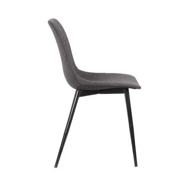 Alt view image 4 of 7 - Monte Contemporary Dining Chair in Charcoal Fabric with Black Metal Legs