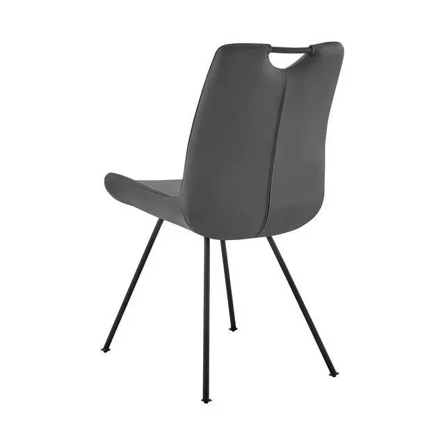 Alt view image 6 of 7 - Coronado Contemporary Dining Chair in Gray Powder Coated Finish and Gray Faux Leather - Set of 2