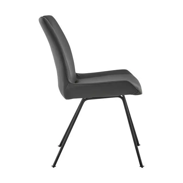 Alt view image 5 of 7 - Coronado Contemporary Dining Chair in Gray Powder Coated Finish and Gray Faux Leather - Set of 2