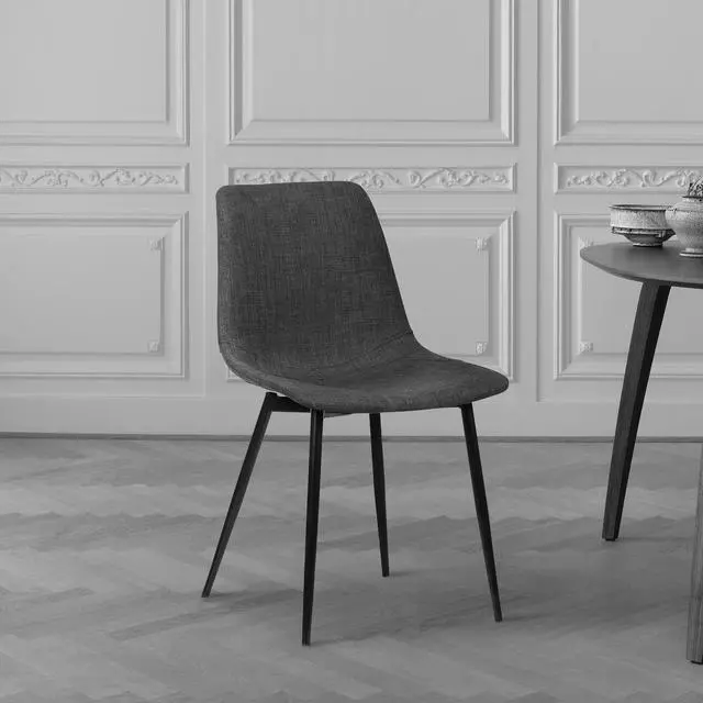 Alt view image 2 of 7 - Monte Contemporary Dining Chair in Charcoal Fabric with Black Metal Legs