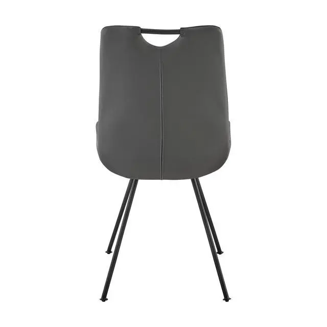 Alt view image 7 of 7 - Coronado Contemporary Dining Chair in Gray Powder Coated Finish and Gray Faux Leather - Set of 2