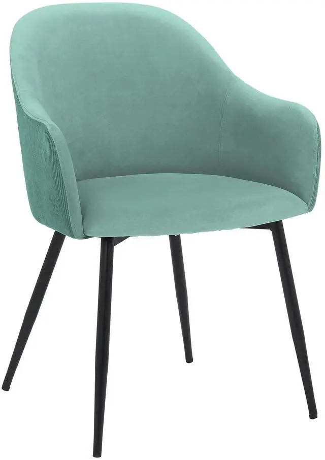 Main image of Pixie Two Tone Teal Fabric Dining Room Chair with Black Metal Legs