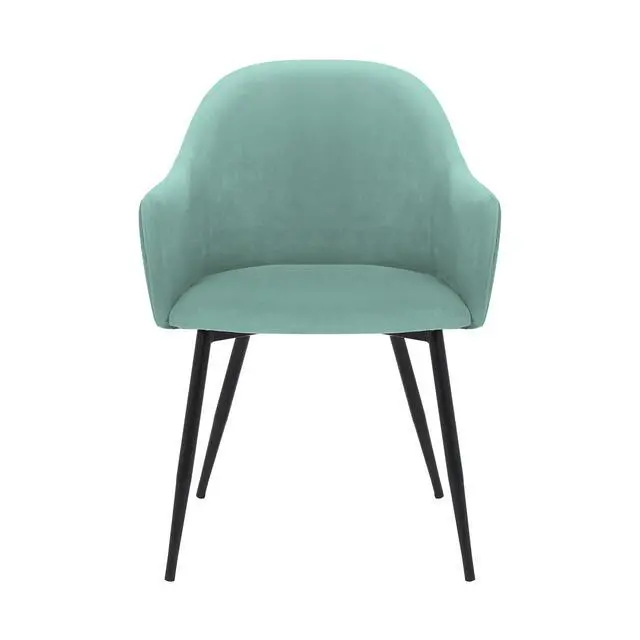 Alt view image 3 of 7 - Pixie Two Tone Teal Fabric Dining Room Chair with Black Metal Legs