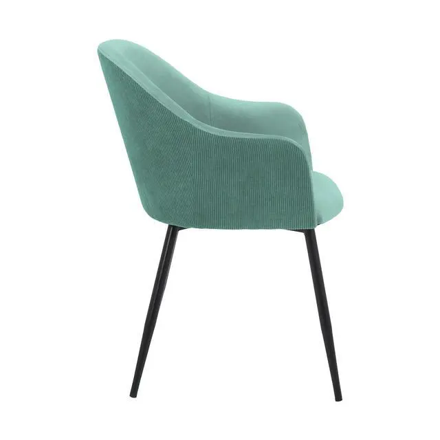 Alt view image 4 of 7 - Pixie Two Tone Teal Fabric Dining Room Chair with Black Metal Legs