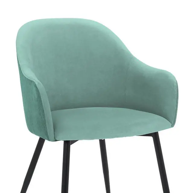 Alt view image 7 of 7 - Pixie Two Tone Teal Fabric Dining Room Chair with Black Metal Legs