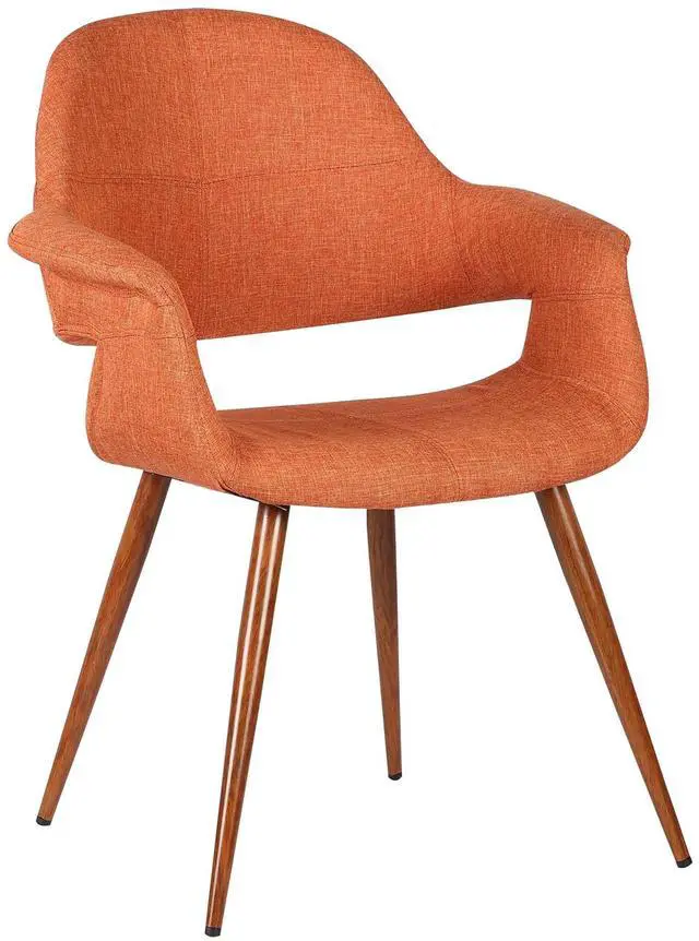 Main image of Phoebe Mid-Century Dining Chair in Walnut Finish and Orange Fabric
