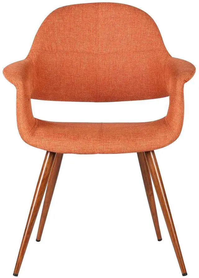 Alt view image 3 of 7 - Phoebe Mid-Century Dining Chair in Walnut Finish and Orange Fabric
