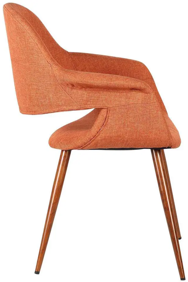 Alt view image 4 of 7 - Phoebe Mid-Century Dining Chair in Walnut Finish and Orange Fabric