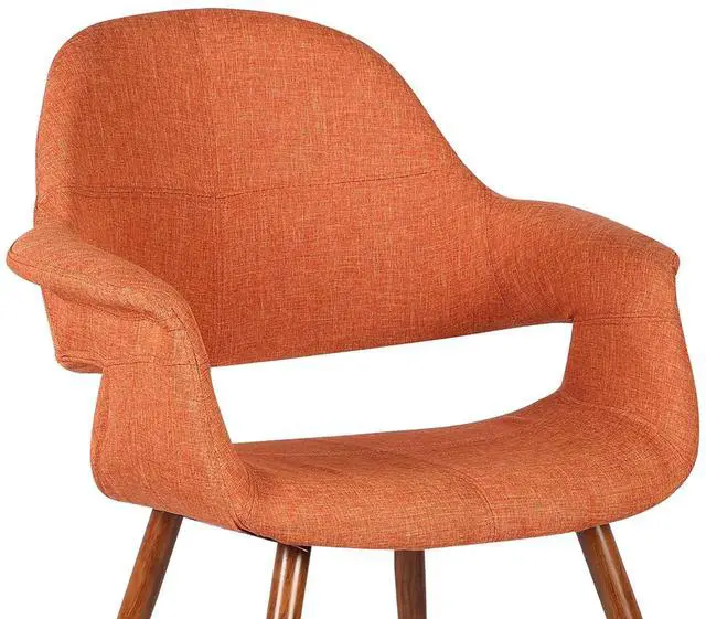 Alt view image 6 of 7 - Phoebe Mid-Century Dining Chair in Walnut Finish and Orange Fabric