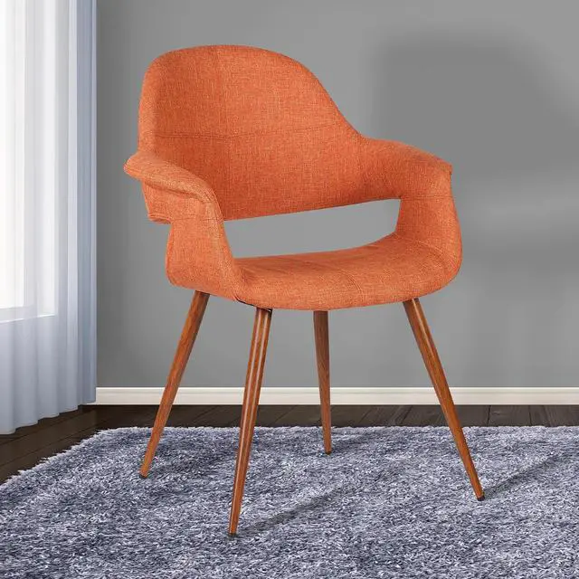 Alt view image 2 of 7 - Phoebe Mid-Century Dining Chair in Walnut Finish and Orange Fabric