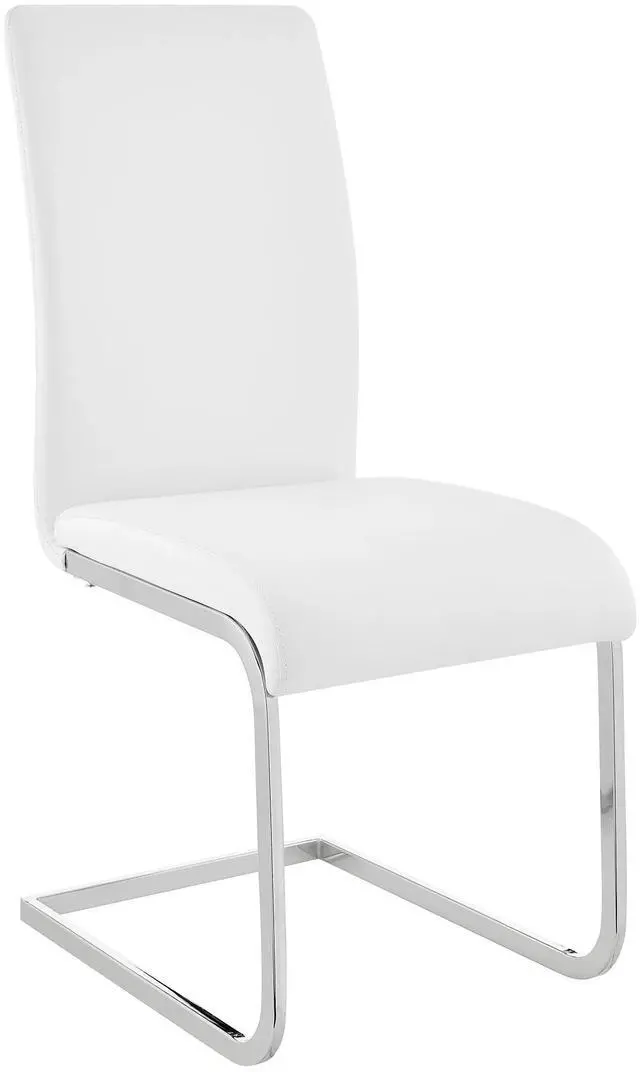 Alt view image 3 of 7 - Amanda Contemporary Side Chair in White Faux Leather and Chrome Finish - Set of 2