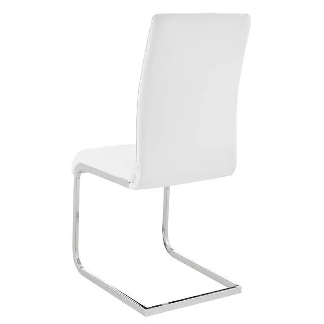 Alt view image 6 of 7 - Amanda Contemporary Side Chair in White Faux Leather and Chrome Finish - Set of 2