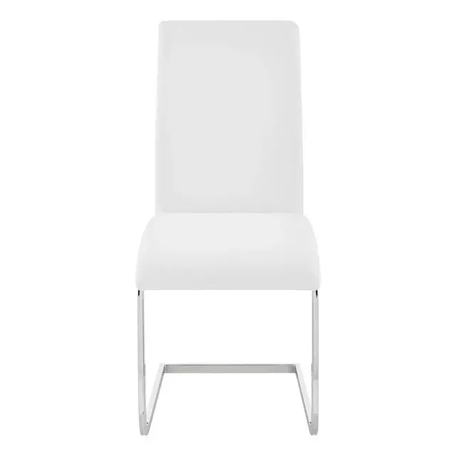 Alt view image 4 of 7 - Amanda Contemporary Side Chair in White Faux Leather and Chrome Finish - Set of 2