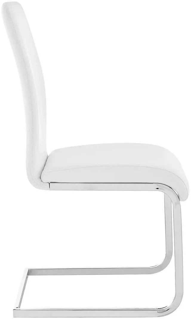 Alt view image 5 of 7 - Amanda Contemporary Side Chair in White Faux Leather and Chrome Finish - Set of 2