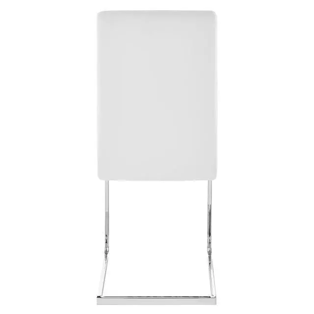 Alt view image 7 of 7 - Amanda Contemporary Side Chair in White Faux Leather and Chrome Finish - Set of 2