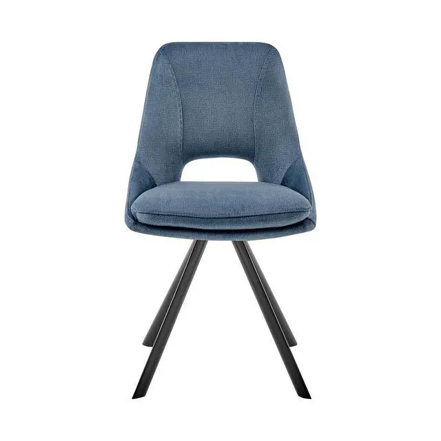 Alt view image 3 of 7 - Lexi Dining Room Accent Chair in Blue Velvet and Black Finish - Set of 2