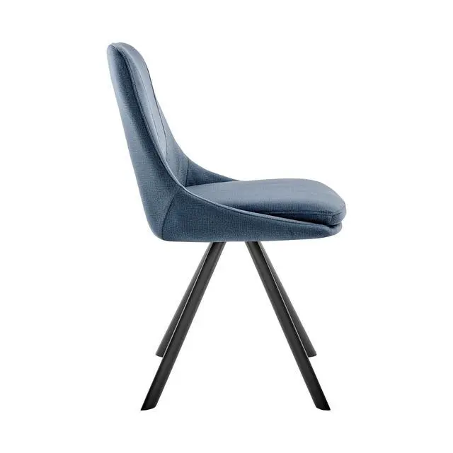 Alt view image 4 of 7 - Lexi Dining Room Accent Chair in Blue Velvet and Black Finish - Set of 2