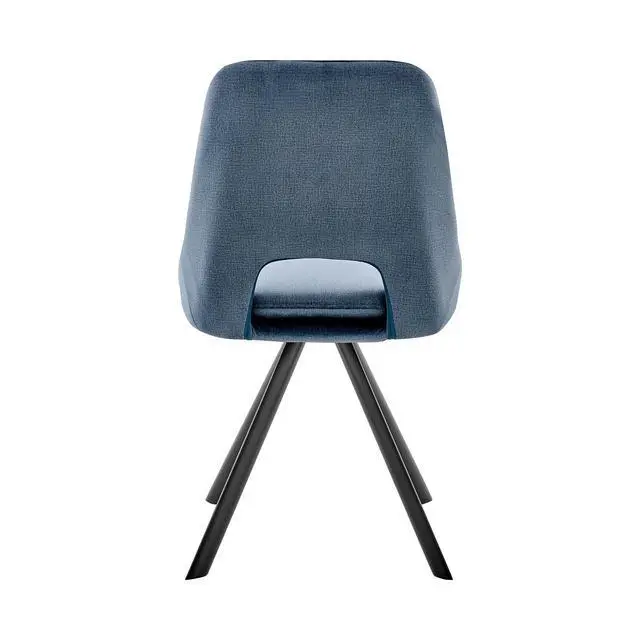 Alt view image 6 of 7 - Lexi Dining Room Accent Chair in Blue Velvet and Black Finish - Set of 2