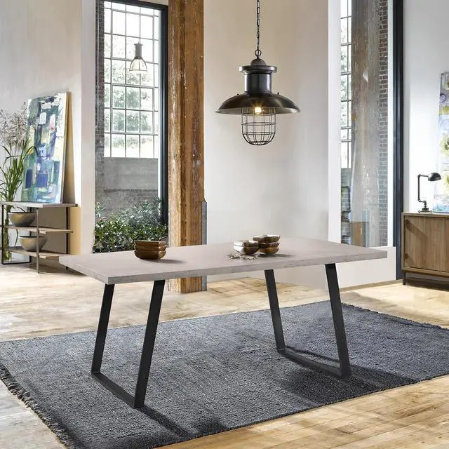 Alt view image 2 of 7 - Coronado Contemporary Dining Table in Gray Powder Coated Finish with Cement Gray Top