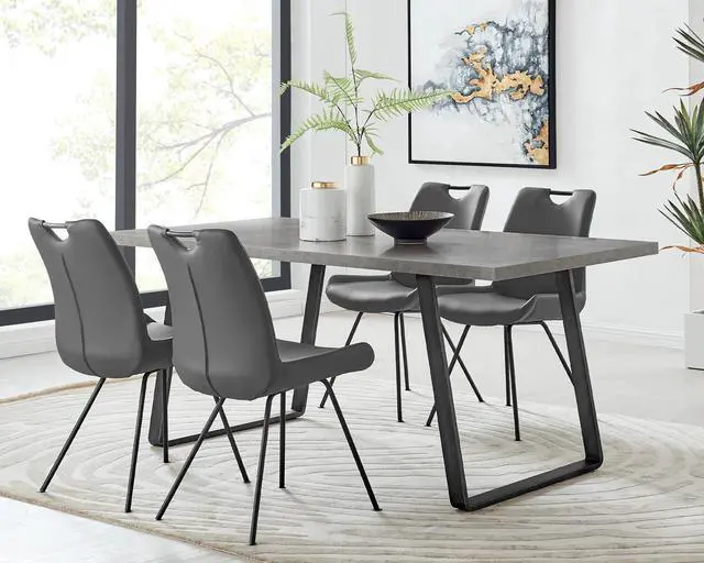 Alt view image 7 of 7 - Coronado Contemporary Dining Table in Gray Powder Coated Finish with Cement Gray Top