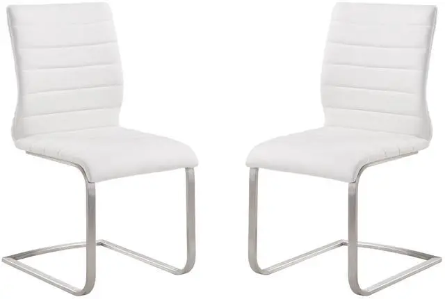 Main image of Fusion Contemporary Side Chair In White and Stainless Steel - Set of 2
