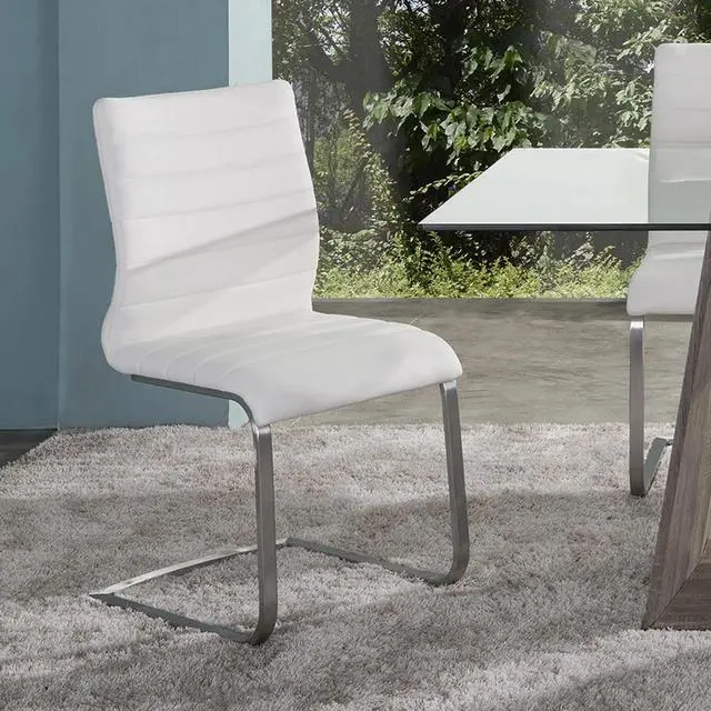 Alt view image 2 of 3 - Fusion Contemporary Side Chair In White and Stainless Steel - Set of 2