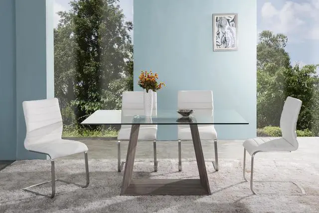 Alt view image 3 of 3 - Fusion Contemporary Side Chair In White and Stainless Steel - Set of 2