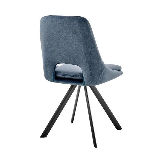 Alt view image 5 of 7 - Lexi Dining Room Accent Chair in Blue Velvet and Black Finish - Set of 2