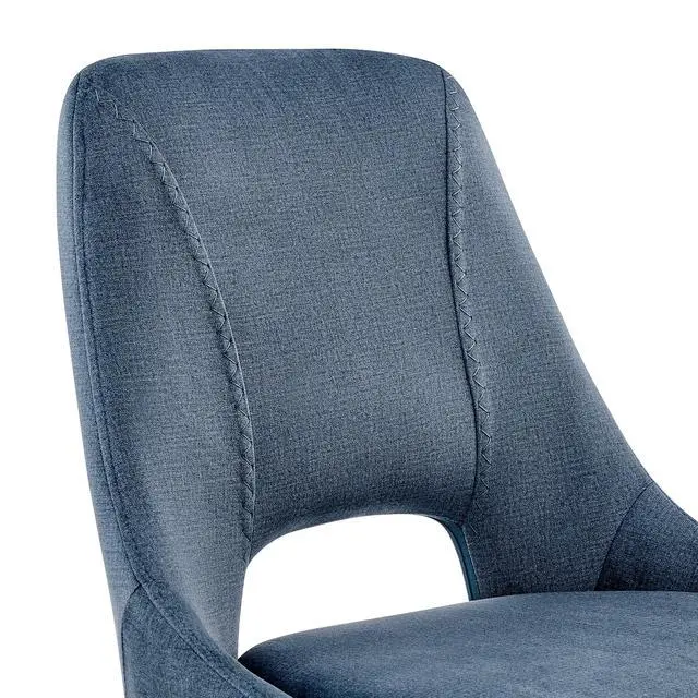 Alt view image 7 of 7 - Lexi Dining Room Accent Chair in Blue Velvet and Black Finish - Set of 2