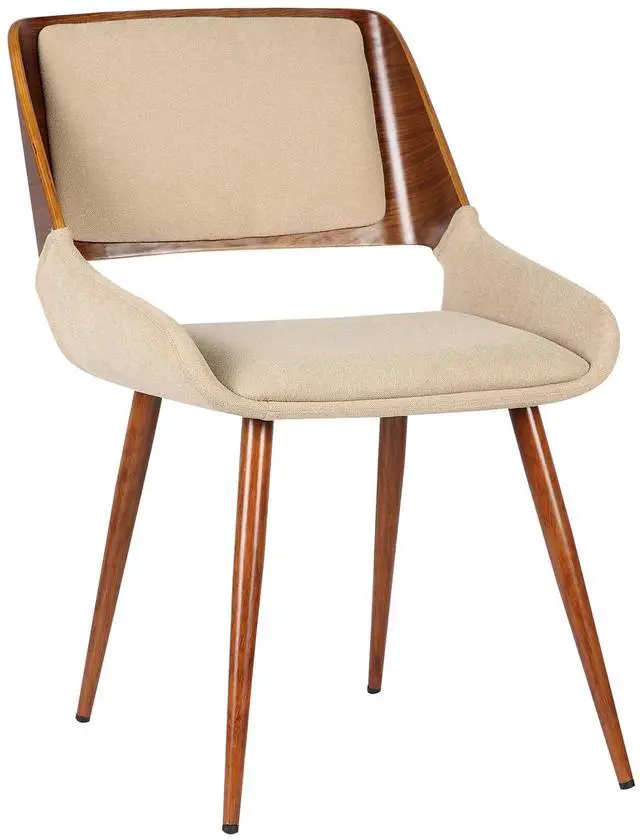 Main image of Panda Mid-Century Dining Chair in Walnut Finish with Faux Leather and Fabric Options