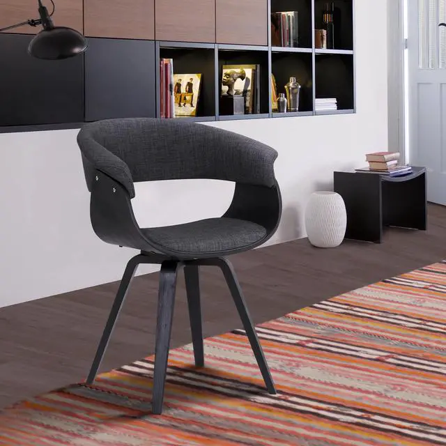 Alt view image 2 of 6 - Summer Contemporary Dining Chair in Black Brush Wood Finish and Charcoal Fabric